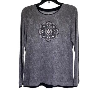 MADE FOR LIFE Women's size L Gray Graphic Long Sleeve Tee